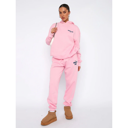 Relaxed fit tracksuit set with pullover hoodie and joggers for women | Aria