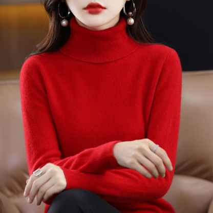 Warm premium cashmere turtleneck sweater for women | Emmie -8