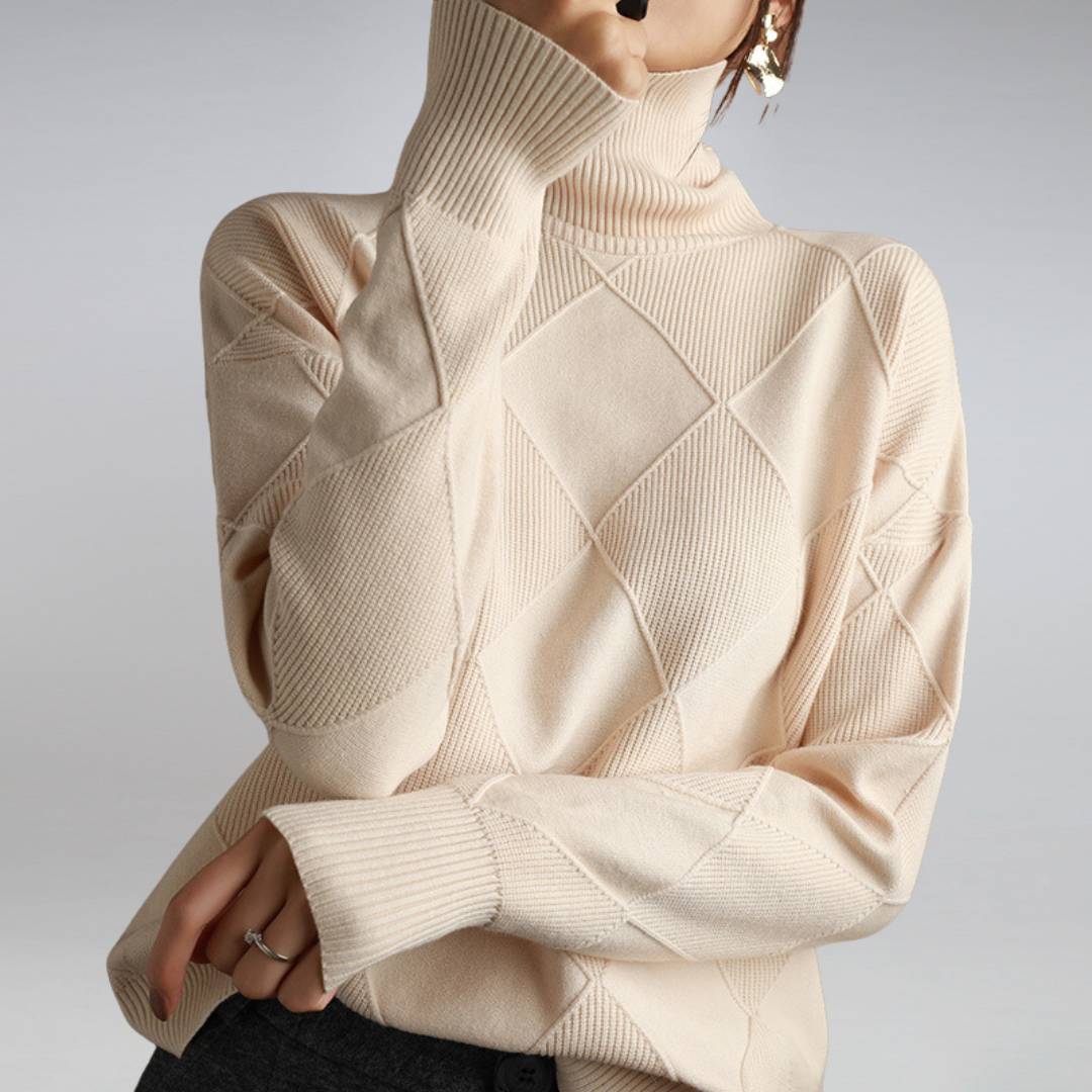 Elegant warm cashmere turtleneck sweater for women | Myla -6