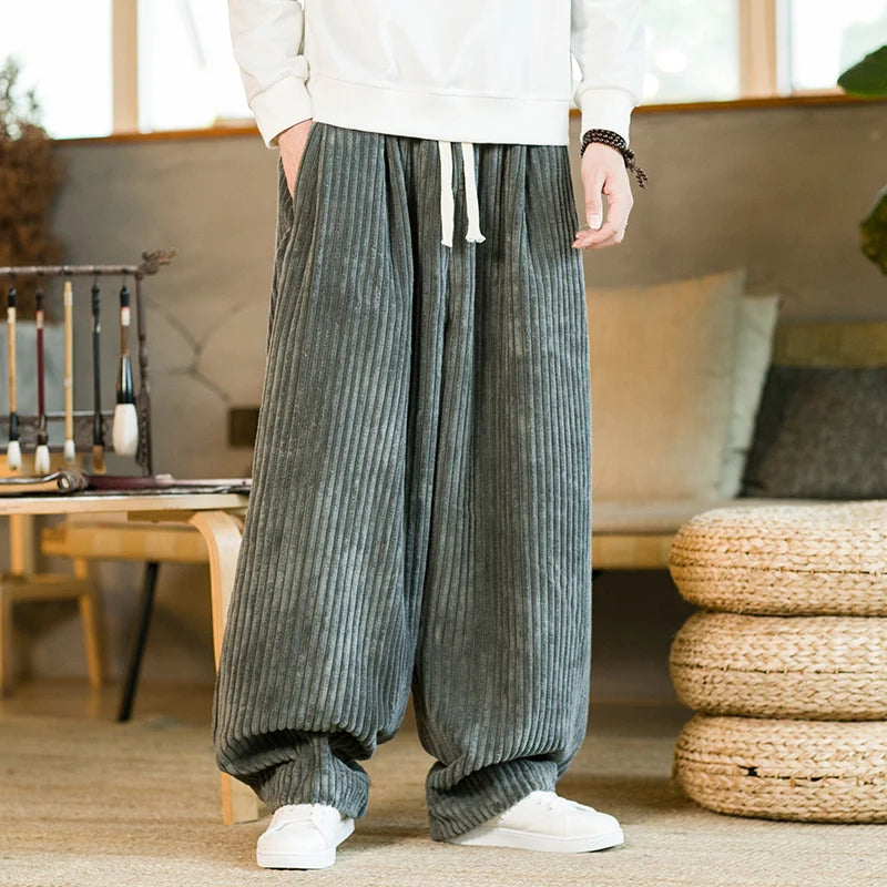Corduroy weekend pants with relaxed wide leg silhouette for men | Hudson