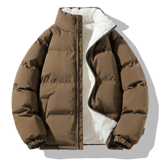 Insulated winter puffer jacket with high collar for men | Nordel