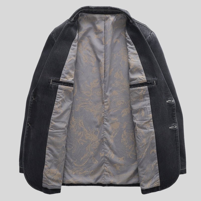Structured cotton blend blazer with contrast stitching for men | Calder