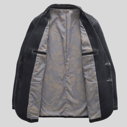 Structured cotton blend blazer with contrast stitching for men | Calder