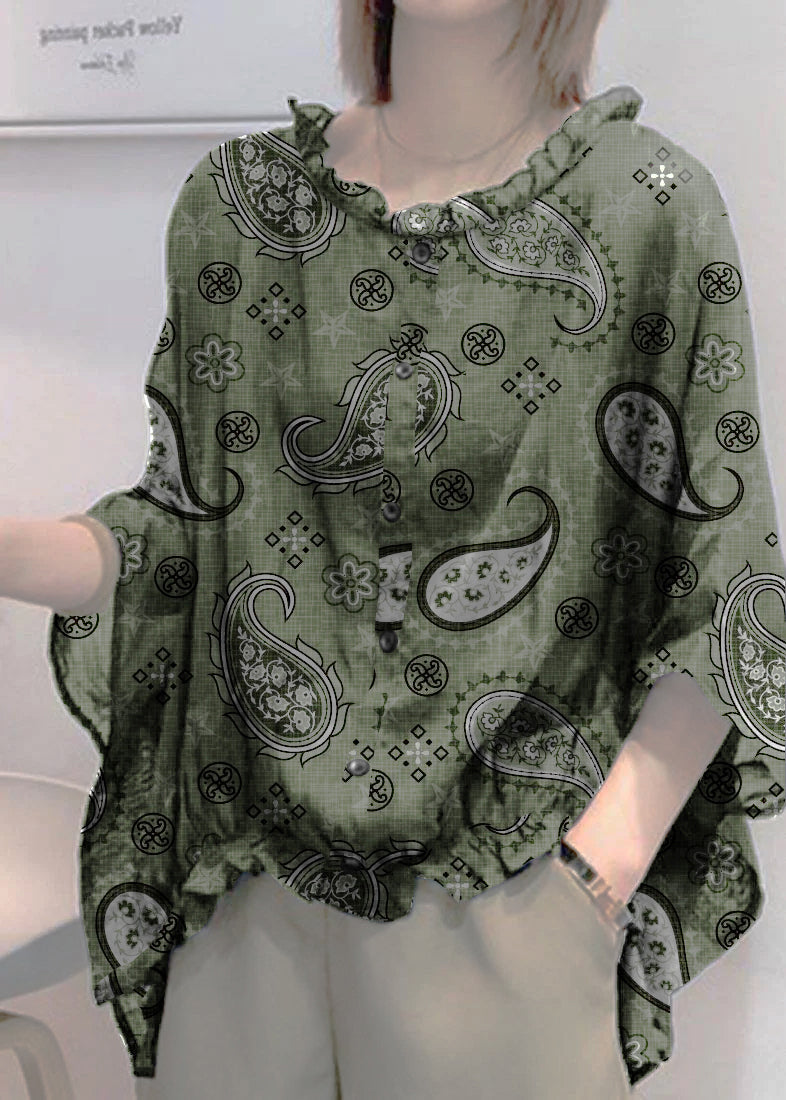 Ruffled trim half-sleeve plus-size blouse for women -15