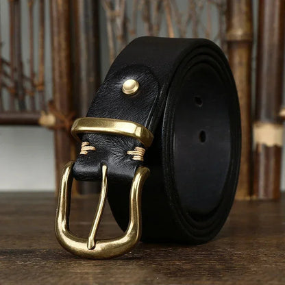 Classic adjustable waist belt with brass buckle for men | Arden