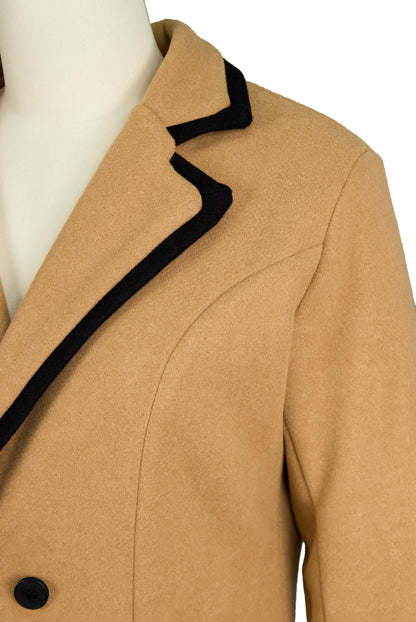 Double-Breasted White Coat with Black Trim for women | Marcelle