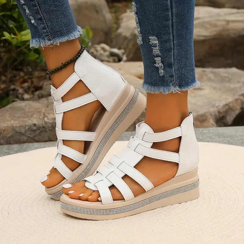Supportive gladiator sandals with adjustable straps and platform sole for women | Capri