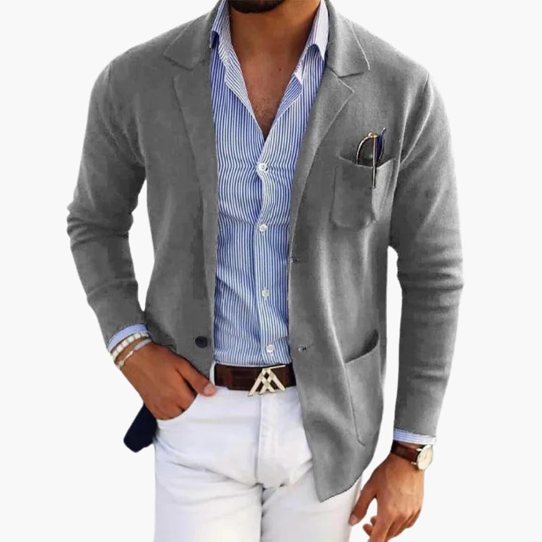 Classic lapel knit blazer for men | Men's Knit -12