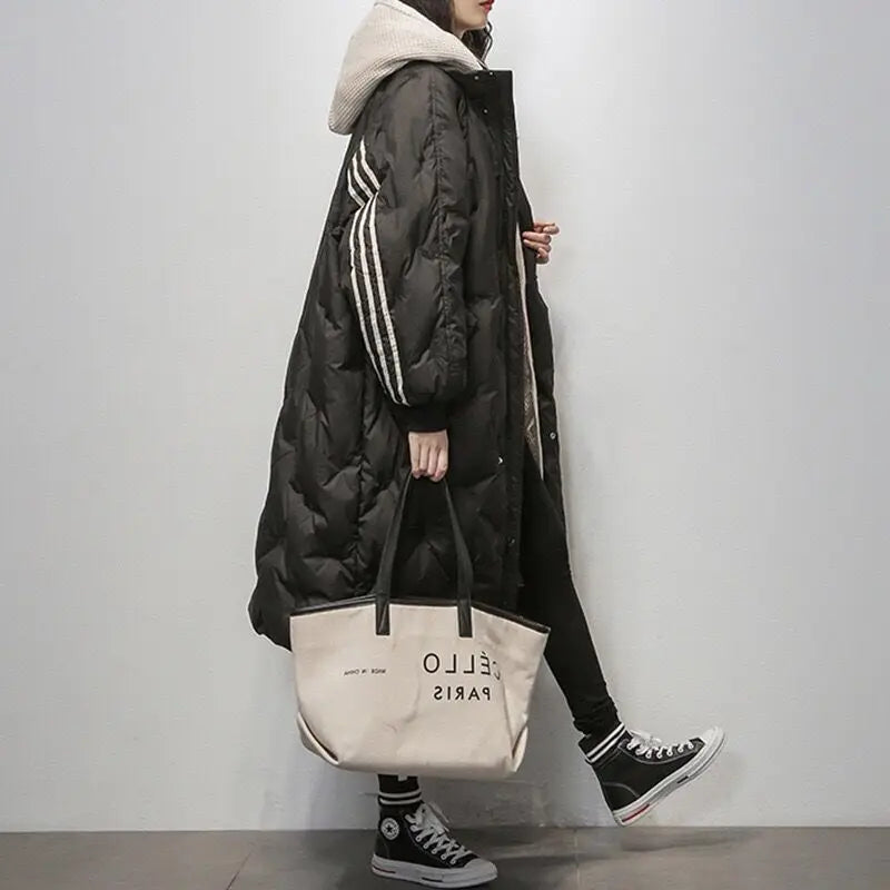 Warm Hooded Quilted Long Winter Coat for women | Aria