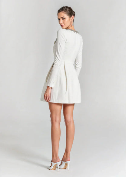Velvet mini dress with square neckline and flared skirt for women | Willow