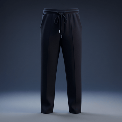 Relaxed fit knit drawstring pants with front seam detail for men | Solenne
