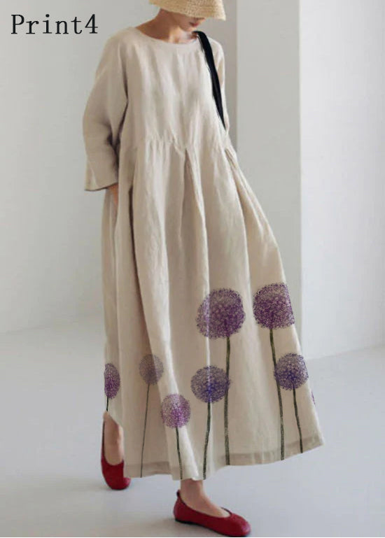 Casual patchwork cotton pocket dress for women -12