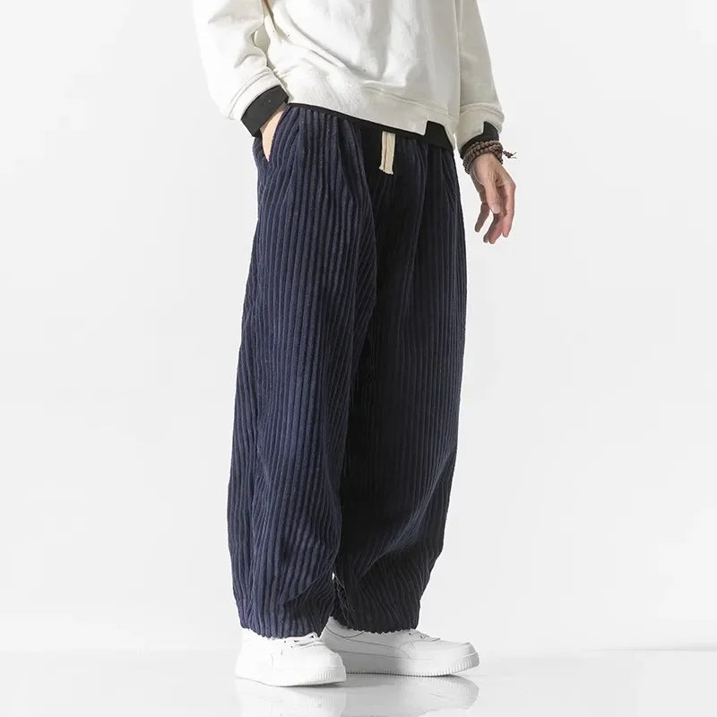 Corduroy weekend pants with relaxed wide leg silhouette for men | Hudson