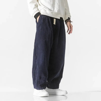 Corduroy weekend pants with relaxed wide leg silhouette for men | Hudson