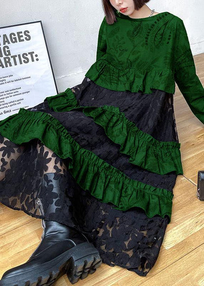 Bohemian ruffled long-sleeve midi dress for women | Leonie