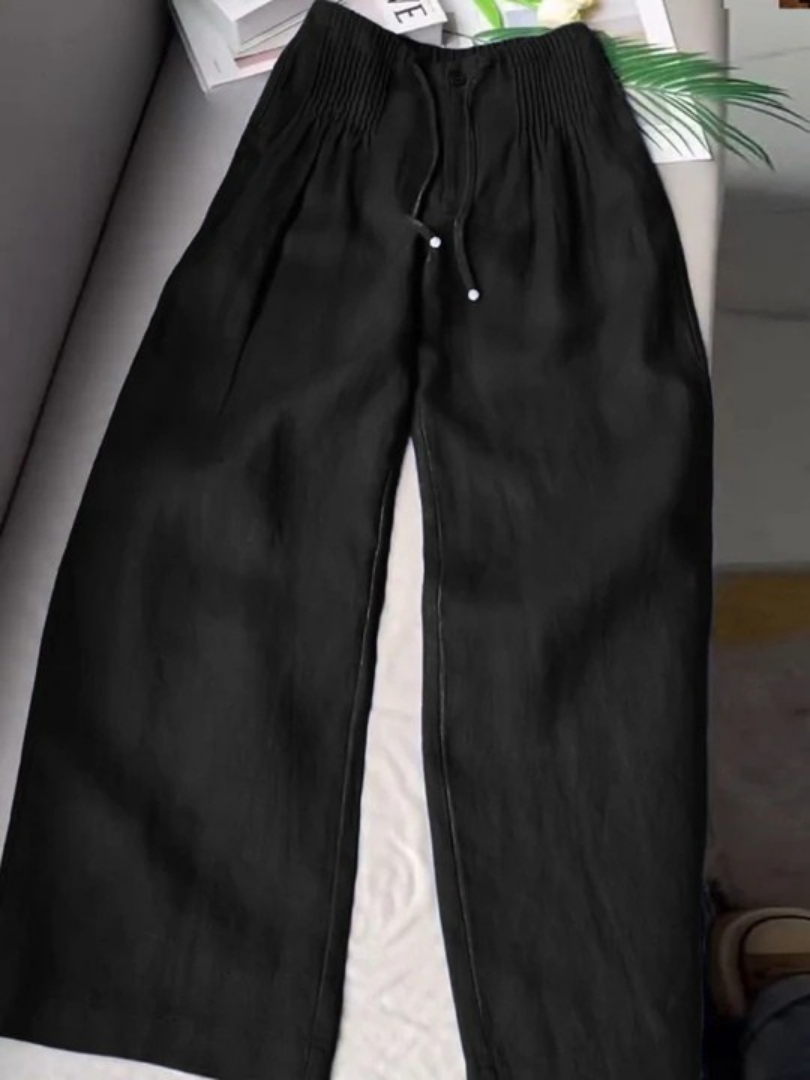 Wide leg breathable blend pants with relaxed drape for women | Camille
