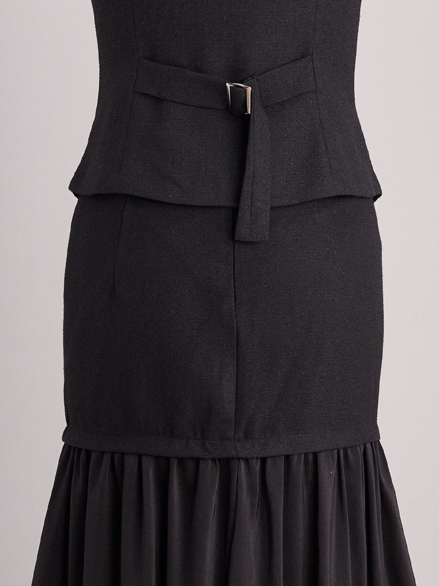 Pearl button vest and maxi skirt two-piece set for women | Alouette Grace