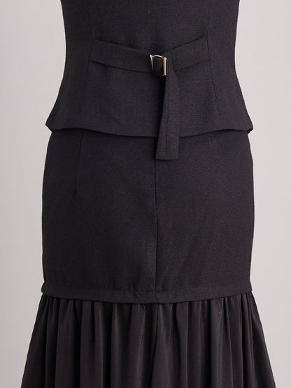 Pearl button vest and maxi skirt two-piece set for women | Alouette Grace