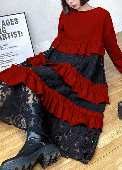 Bohemian ruffled long-sleeve midi dress for women | Leonie