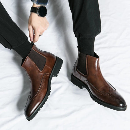 Classic leather brogue chelsea boots for men | Alden -11