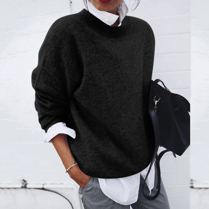 Classic round-neck luxury cashmere sweater for women | Elena -4