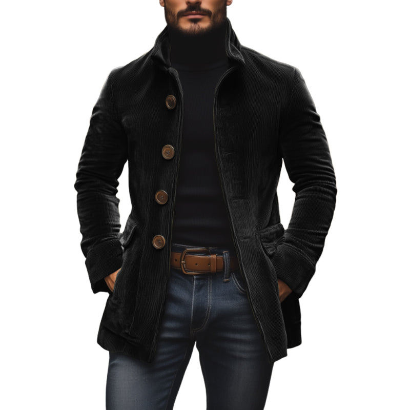 Slim-fit cord stand-collar winter coat for men | Emerson -11
