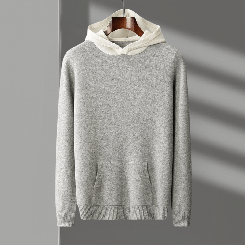 Lightweight refined knit hoodie with minimalist design for men | Caelum