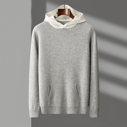Lightweight refined knit hoodie with minimalist design for men | Caelum