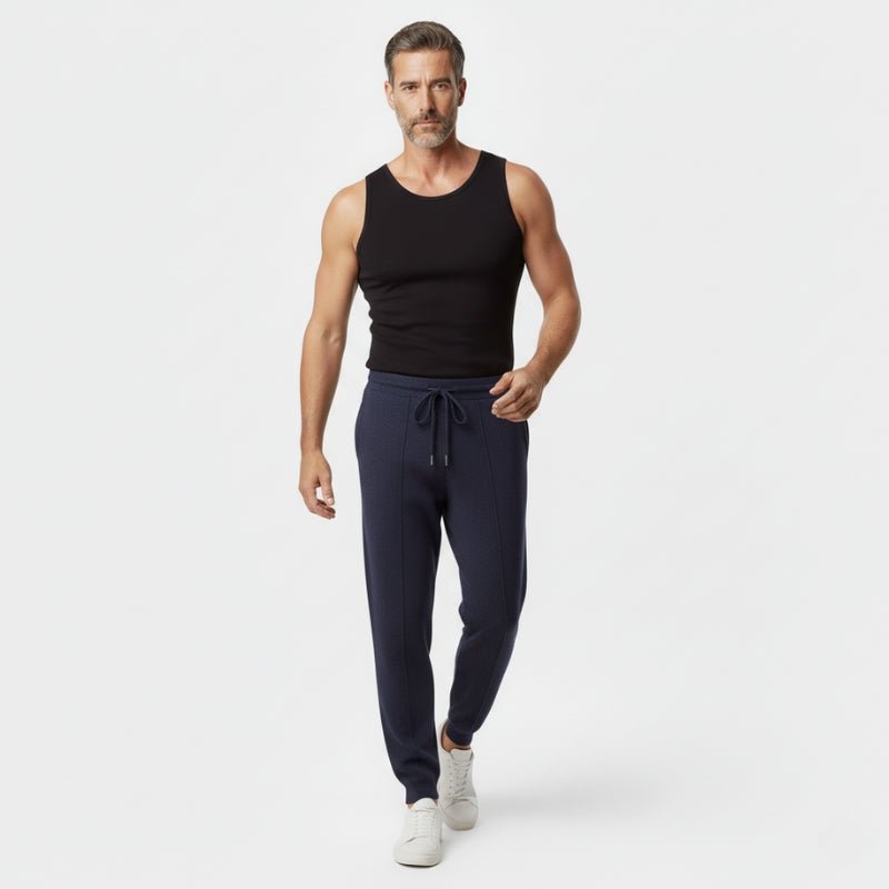Relaxed tapered knit joggers with adjustable drawstring for men | Mirel
