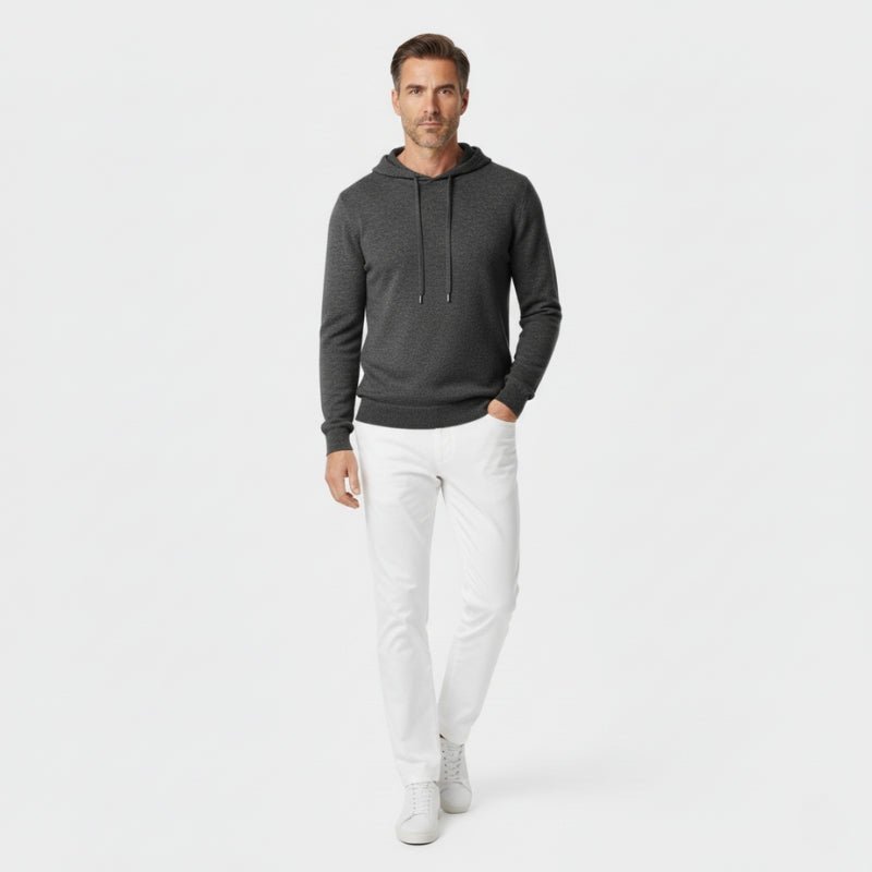 Lightweight structured knit hoodie with adjustable hood for men | Avenor