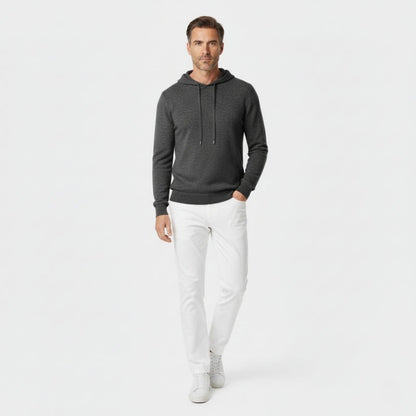 Lightweight structured knit hoodie with adjustable hood for men | Avenor