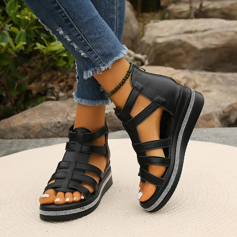 Supportive gladiator sandals with adjustable straps and platform sole for women | Capri