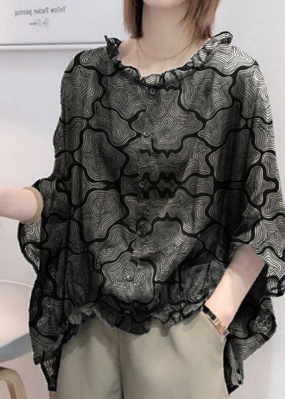Ruffled trim half-sleeve plus-size blouse for women -16