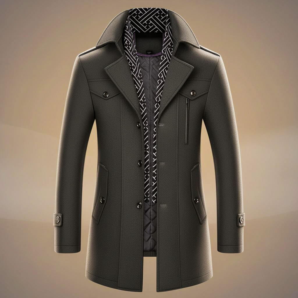 Classic structured virgin wool coat for men | Kensworth -5