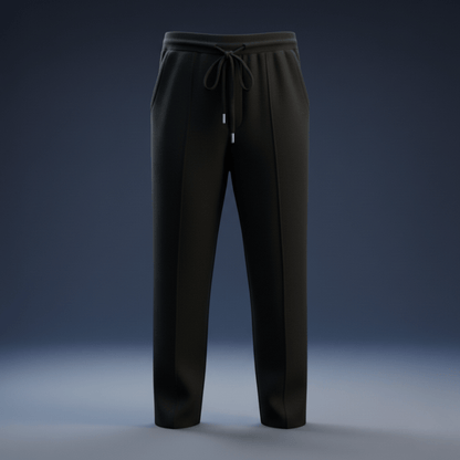 Relaxed fit knit drawstring pants with front seam detail for men | Solenne