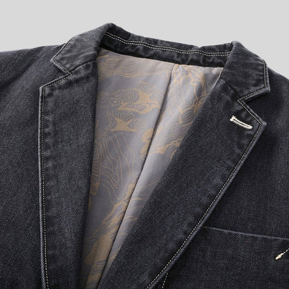 Structured cotton blend blazer with contrast stitching for men | Calder