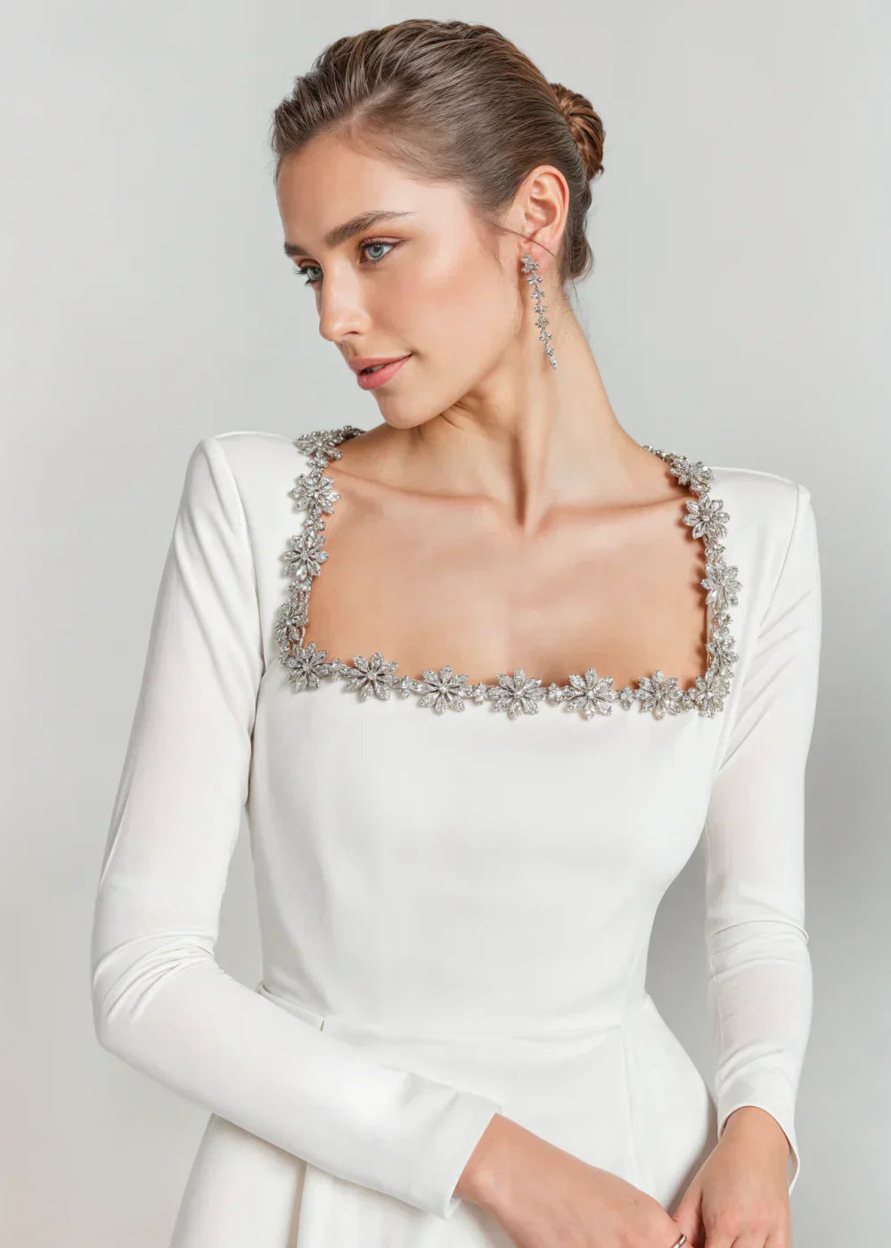 Velvet mini dress with square neckline and flared skirt for women | Willow