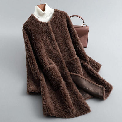 Luxurious fluffy shearling fur coat for women | Olivia -6