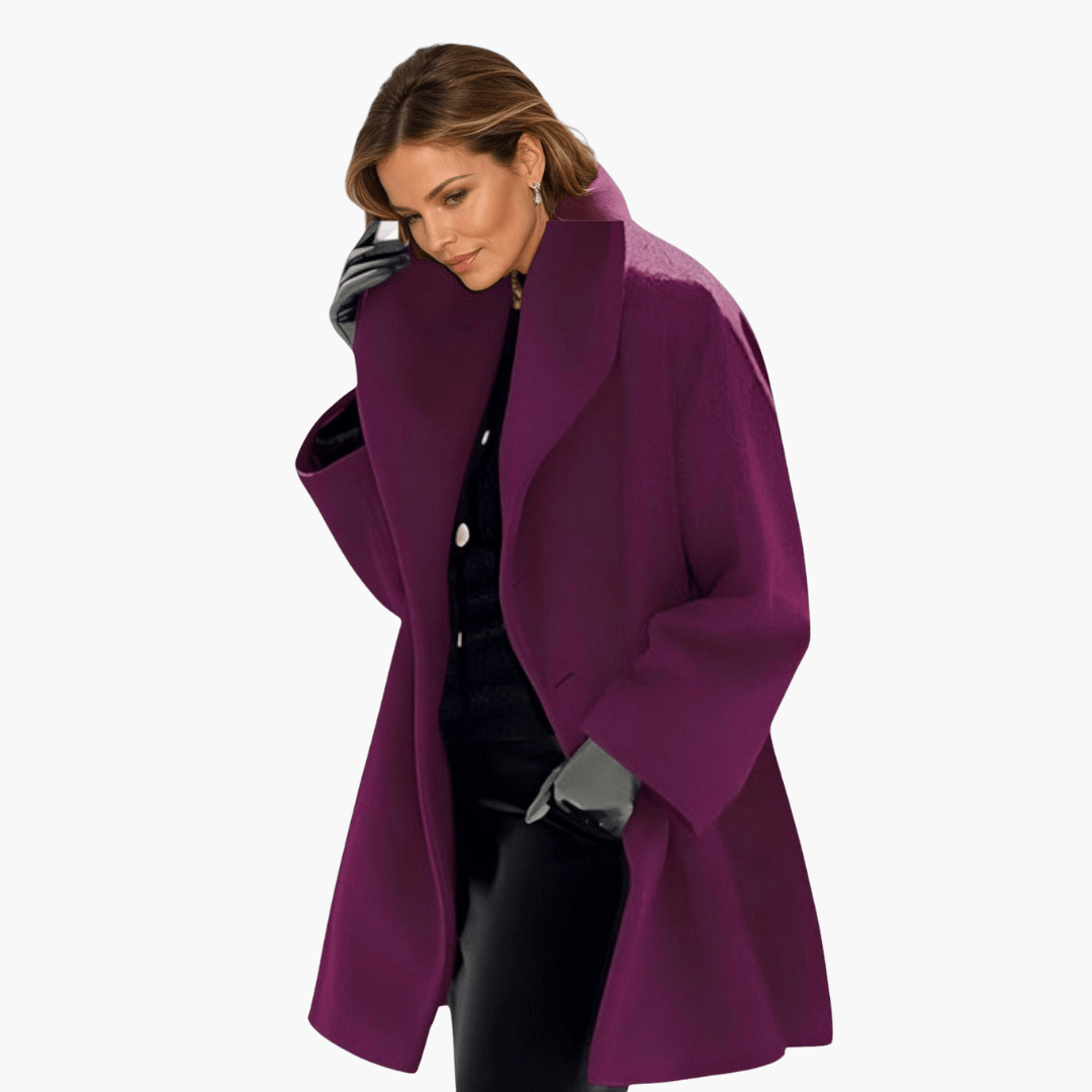 Bold wide-collar statement jacket for women -7