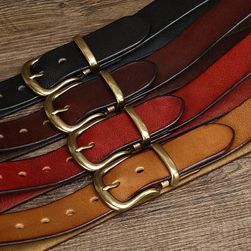 Classic adjustable waist belt with brass buckle for men | Arden