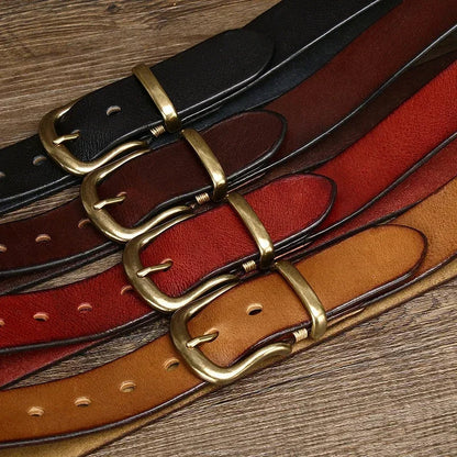 Classic adjustable waist belt with brass buckle for men | Arden