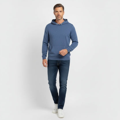 Lightweight refined knit hoodie with minimalist design for men | Caelum