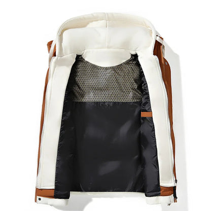 Hooded puffer gilet with zip front and contrast detail for men | Aspen