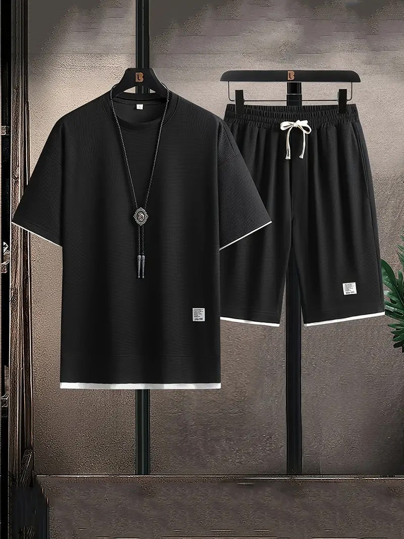 Waffle knit lounge set with relaxed fit silhouette for men | Orion