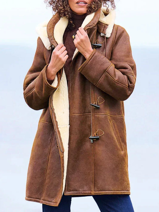 Warm hooded relaxed winter coat for women | Leia -1