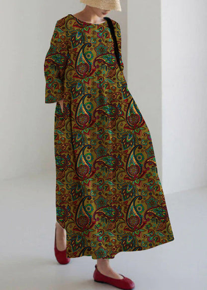 Casual patchwork cotton pocket dress for women -8