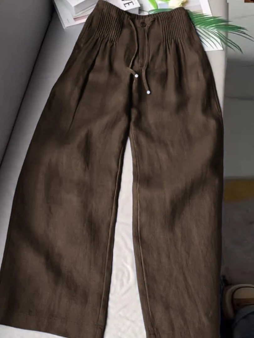 Wide leg breathable blend pants with relaxed drape for women | Camille