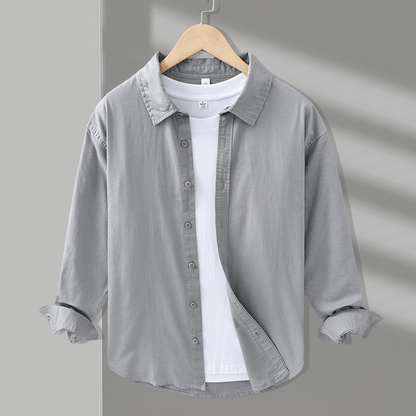 Lightweight relaxed fit button up shirt with classic collar for men | Arvian