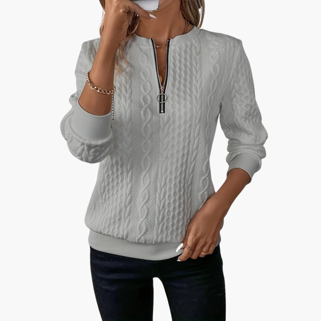 Cosy cable-knit half-zip pullover for women -15