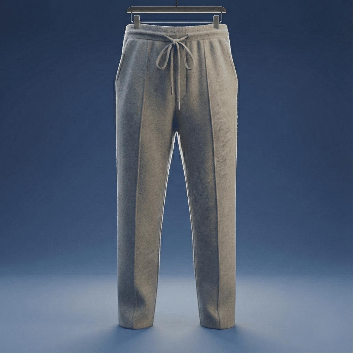 Relaxed fit knit drawstring pants with front seam detail for men | Solenne